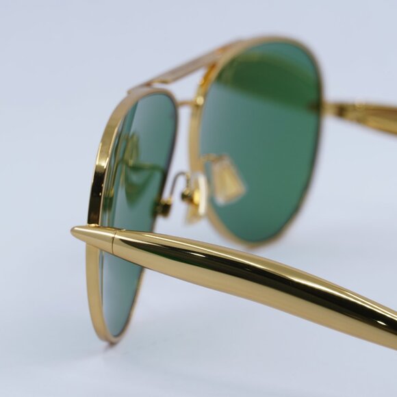 Bottega Veneta BV1305S 001 Sunglasses Gold Aviator Frame, Green Lenses - Picture 11 of 13